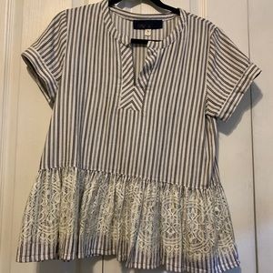 Striped puplum shirt